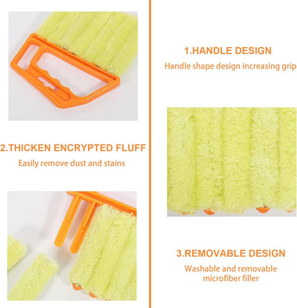 2 Pcs Blind Cleaner - Washable Window Blind Cleaner Duster Tool, Hand-Held Blind Duster for Wood Dlinds Mini Duster Brush Blind Dust Cleaner Venetian Shades Brush Window