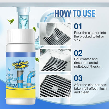 Sink and Drain Cleaner, Pipeline Dredging Agent, Sink and Drain Cleaner Powder, Multi-functional Fast-Acting Pipe Dredging Agent for Kitchen and Toilet Pipeline (2pcs)