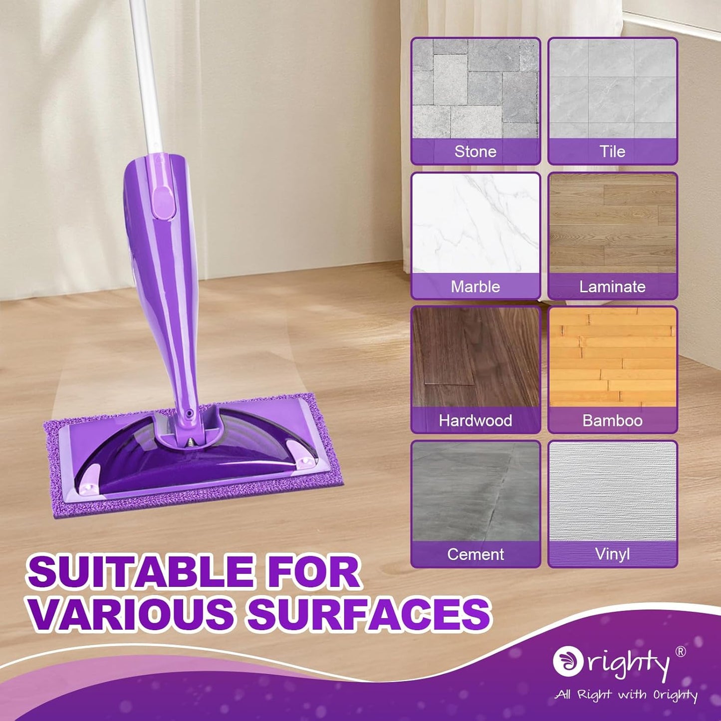 Orighty Microfiber Mop Pads Compatible with Swiffer Wet Jet, Reusable Swiffer Wet Jet Pads Refills, 12 Pack Machine Washable Replacement Pad for Multi Surface Wet & Dry Cleaning