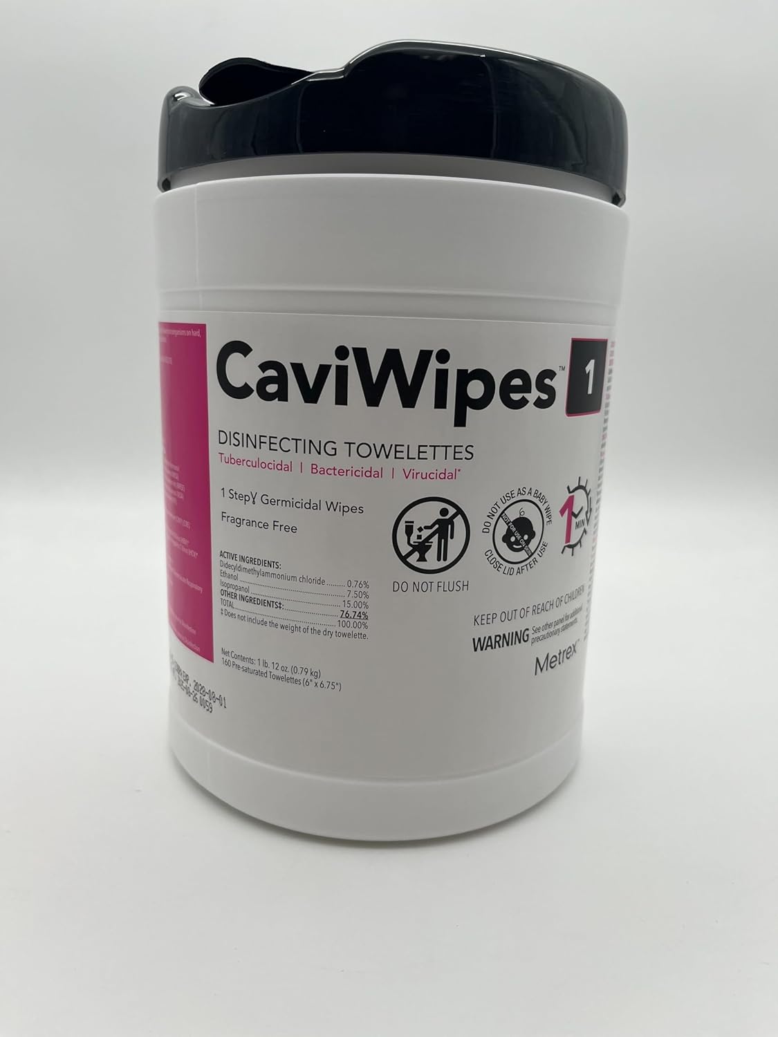 Metrex CaviWipes1 XL Surface Disinfectant Towelettes – Durable Non-Woven Disinfecting Wipes for Hard, Non-Porous Surfaces, Pre-Saturated with CaviCide1 – 9" x 12", 65 Wipes per Canister (Pack of 1)