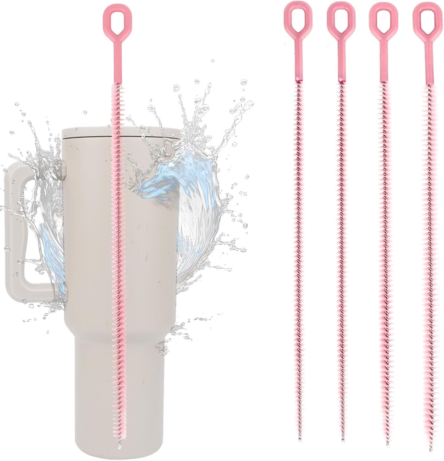 4pcs Straw Cleaner Brushes for Stanley, 12.4in Extra Long Full Bristles Replacement Coverage Reusable Straw Brush Cleaning Accessories for Water Bottles Glass Pipe Sippy Cup(0.31in+0.39in+0.47in)