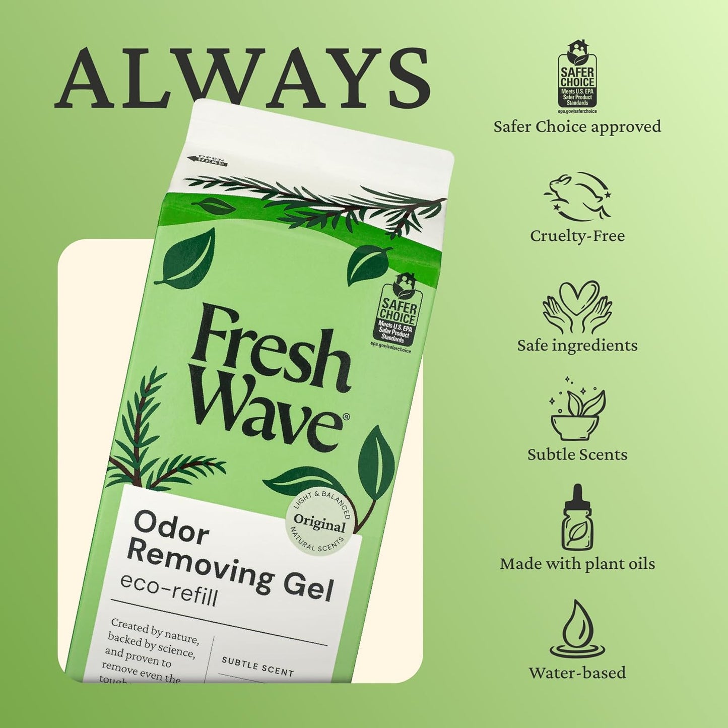 Fresh Wave Odor Removing Gel, 7 oz., Pack of 3 - Odor Absorbers for Home, Safer Odor Relief, Natural Plant-Based Odor Eliminator, Every 7 oz. lasts 15-30 Days, For Cooking, Trash & Pets