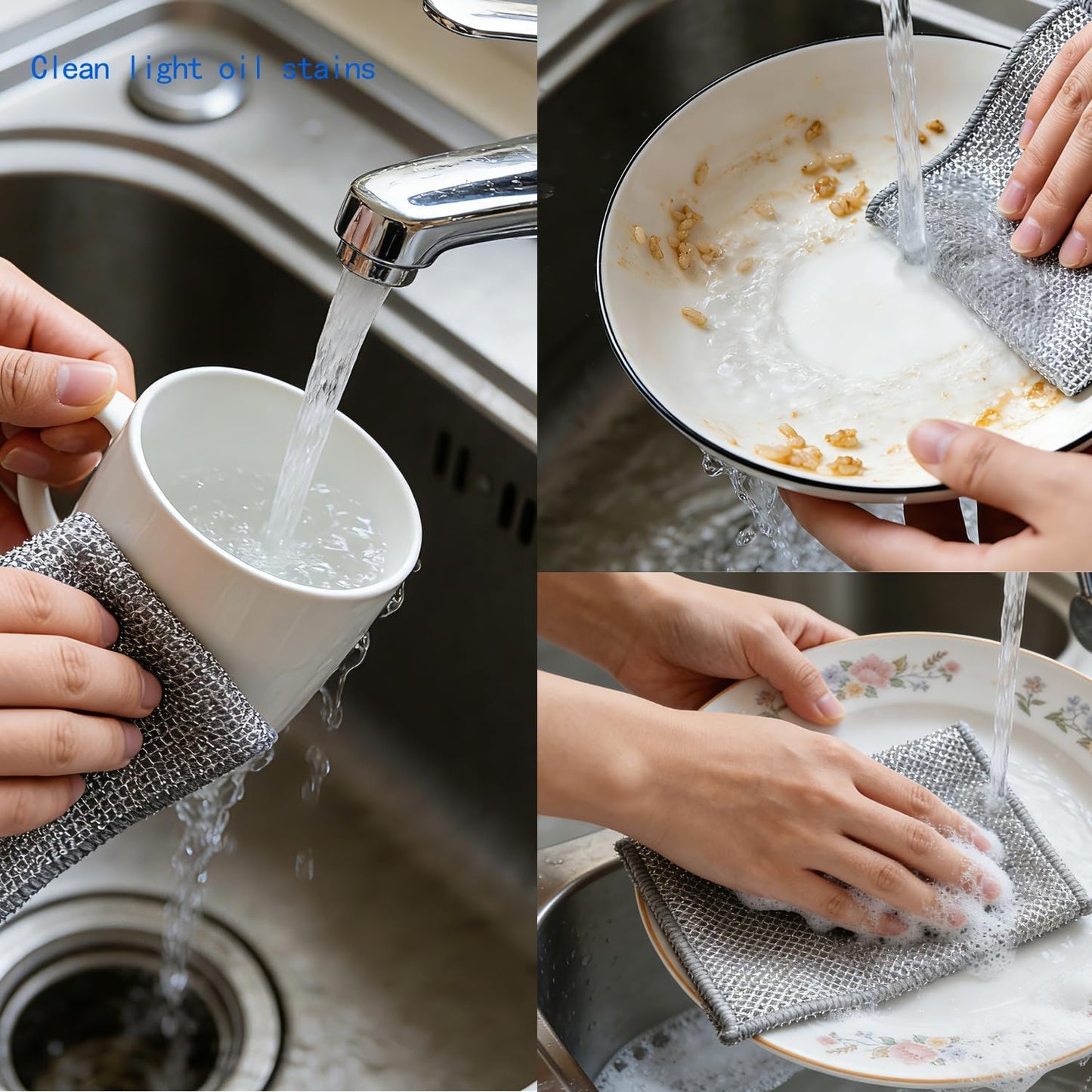 15 Pack， Includes 9PCS Stainless Steel Scrubber and 6PCS Non Scratch Wire Dishcloth for Cleaning Dishes, Pans, Pots, Ovens, Grills, Sinks