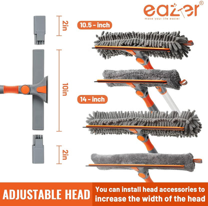 Eazer 2-in-1 Window Cleaner Tool, 64'' Window Squeegee for Home, Window Cleaning Squeegee Kit with Telescopic Pole, Window Washing Kit with Rotatable Bendable Head(Threaded + Telescopic) - EAW01
