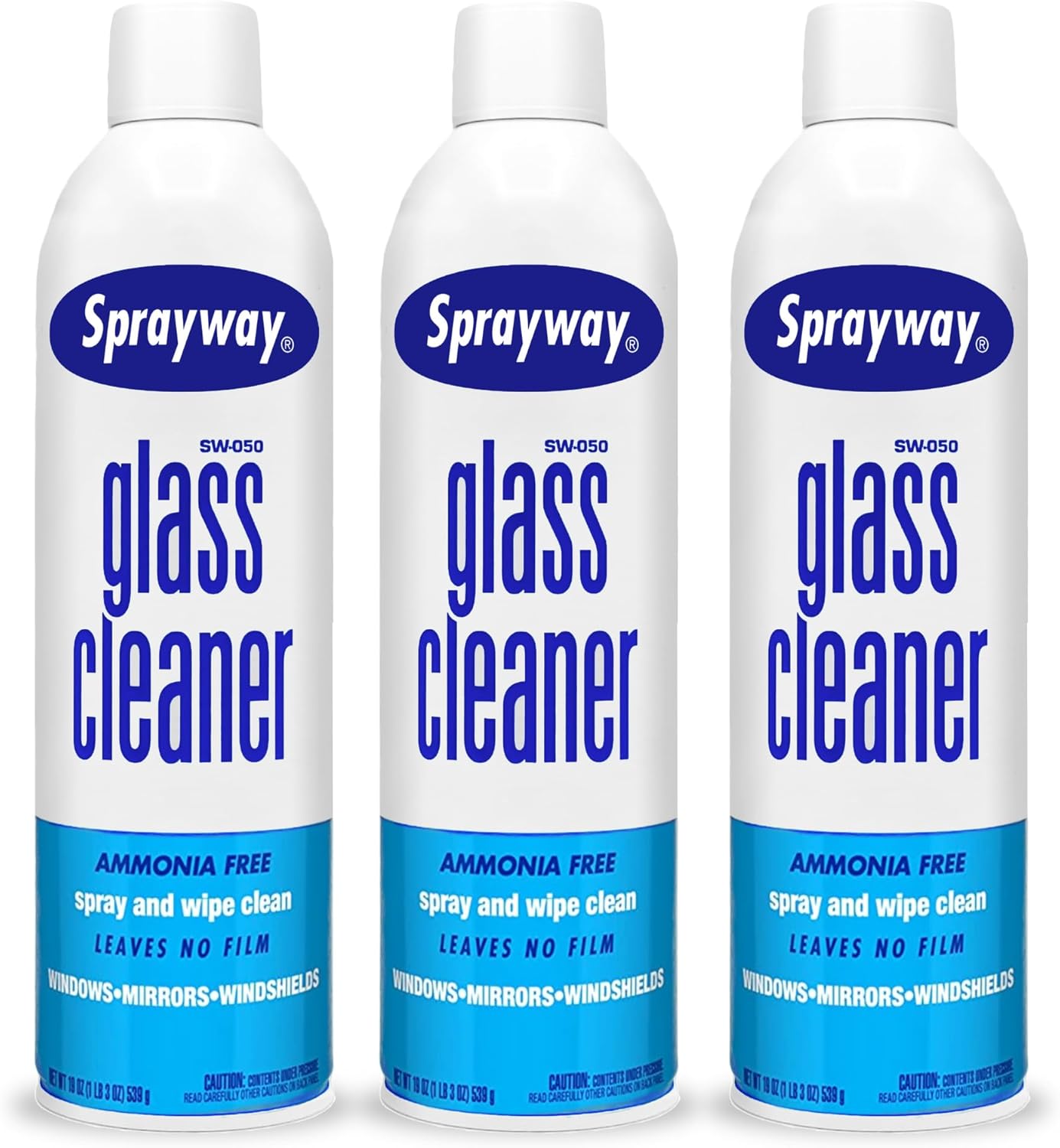 Sprayway Streakless Glass Cleaner 19 Ounce (Pack of 3) Made in USA, Blue and White (Package may vary)