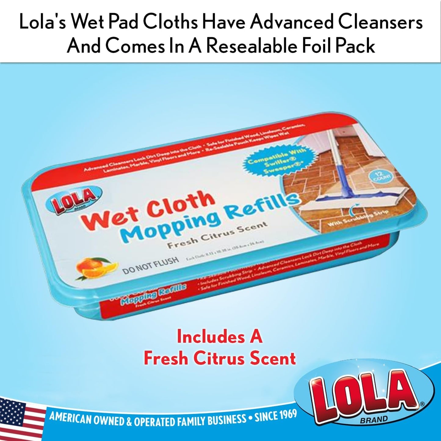 LOLA Dry Sweeping Cloth Refill Pads, 32 Pack, Unscented, Compatible with Swiffer Floor Mop, Comparable to Swiffer Refills, 11" x 8.13"