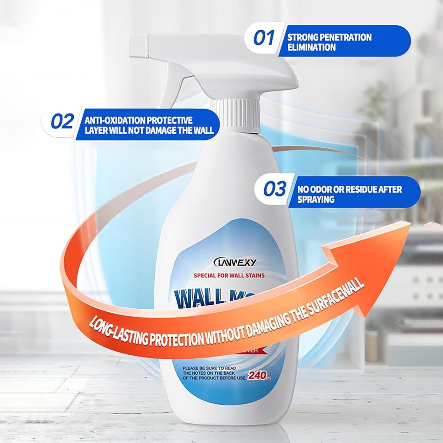 LANWEXY-Highly Effective Removal Spray,Wall Cleaner Spray-Bathroom Foam Cleaner for Shower,Wall,Ceiling,Wood,Kitchens,Tile,Killer with Prevention Inhibitor-1 bottle