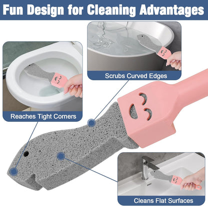 Navona 8 Pack Pumice Stone Scouring Sticks with 2 Universal Handles, Grey Pumice Stone Cleaner for Cleaning Toilets, Bathrooms, Kitchens, Spas and Pools
