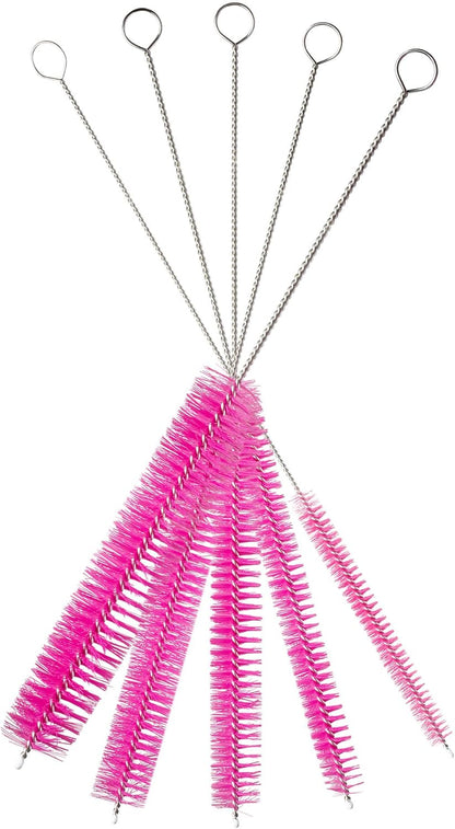 10" Tube Cleaning Brush Set, 5 Pack Large, Extra Long Nylon Straw Brushes with Flexible Handles for Bottles, Cleaning Straws, Pipe Cleaners, Keyboard, Glass, Guns, Detailing and Deep Cleaning, Black