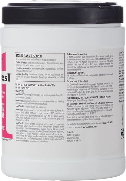 Metrex CaviWipes1 XL Surface Disinfectant Towelettes – Durable Non-Woven Disinfecting Wipes for Hard, Non-Porous Surfaces, Pre-Saturated with CaviCide1 – 9" x 12", 65 Wipes per Canister (Pack of 1)