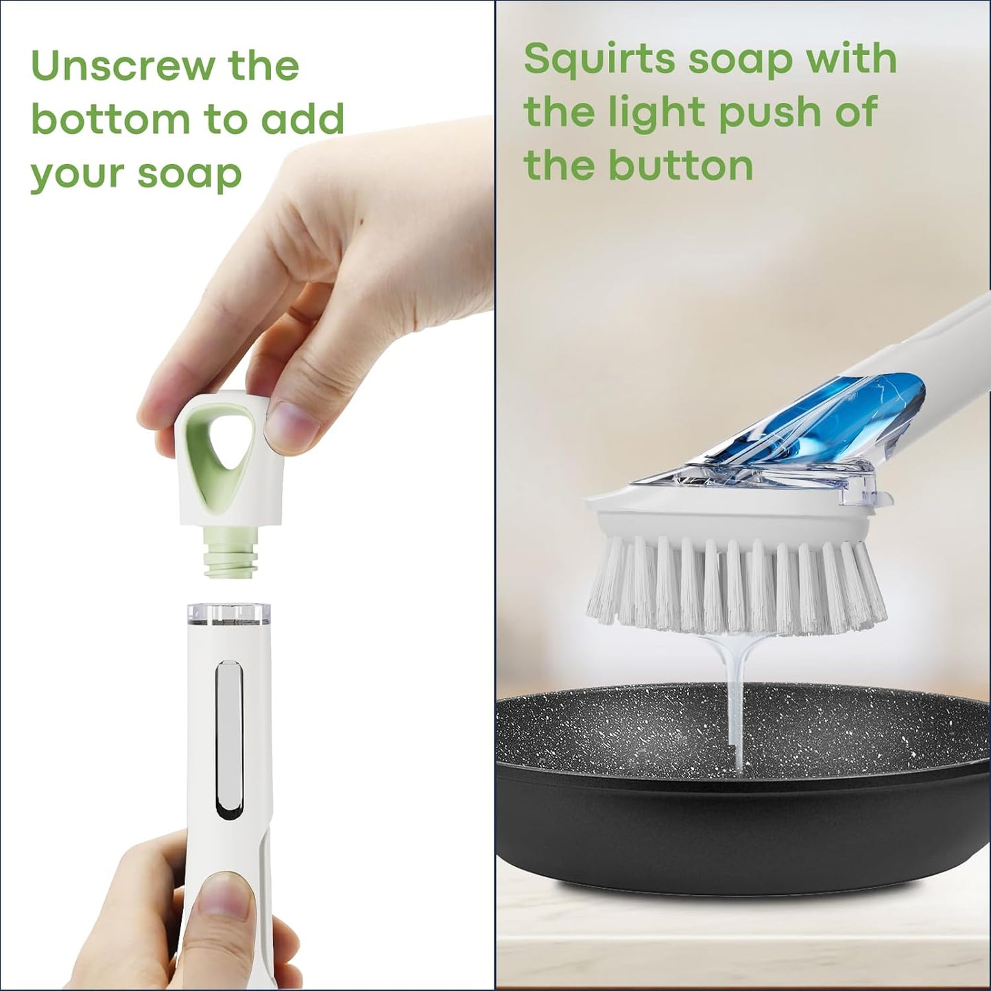 Soap Dispensing Replacement Dish Brush Storage Set with 2 PCS Brush Refills & Holder - RIMAY Dispenser Scrub Cleaning Scrubber Kitchen Dishwashing Dish Wand Handle for Dishes/Pans/Pots/Sink(Black)