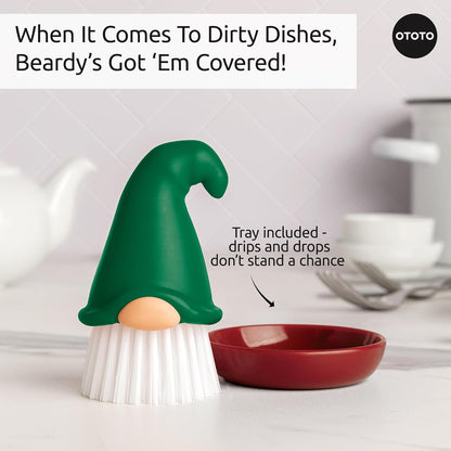 New! Beardy Gnome Dish Brush by Ototo - Dish Scrub Brush, Gnomes, Quirky Gifts, Dish Brush, Cute Kitchen Accessories, Funny Kitchen Gadgets, Vegetable Brush, Cute and Useful Gifts for Women