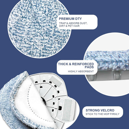 Mop Head Replacement, 3 Pack Spin Mop Refill Replace Head Compatible O Cedar Easywring 1-Tank System, Great Cleaning Power, Microfiber, Helper Housework, Machine Washable Easy-to-Replace, White