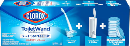 Clorox ToiletWand Disposable Toilet Cleaning System, Spring Cleaning Essential, ToiletWand, Storage Caddy, and 16 Disinfecting ToiletWand Scrubbing Pad Refills