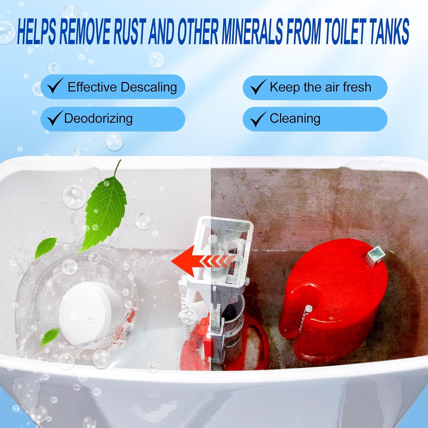 Automatic Toilet Bowl Cleaner Tablets, 50 Pack - Bleach, Descale & Deodorize, Septic-Safe, Continuous Cleaning, Fresh Scent, Drop-In Tank Cleaner effective to use Works with Toilets -white+best-AAA