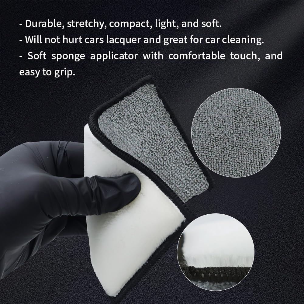 Car Interior Scrubbing Sponge, Microfiber Car Wax Applicator Scrubber Pad, Car Detailing Microfiber Interior Scrub Pad,Washing Sponges for Car, Boat, Wood, Marble and Motorcycle - 6pcs (gray)