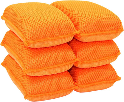 Miracle Microfiber Kitchen Sponge by Scrub-It (6 Pack) - Non-Scratch Heavy Duty Dishwashing Cleaning sponges- Machine Washable - (Blue)