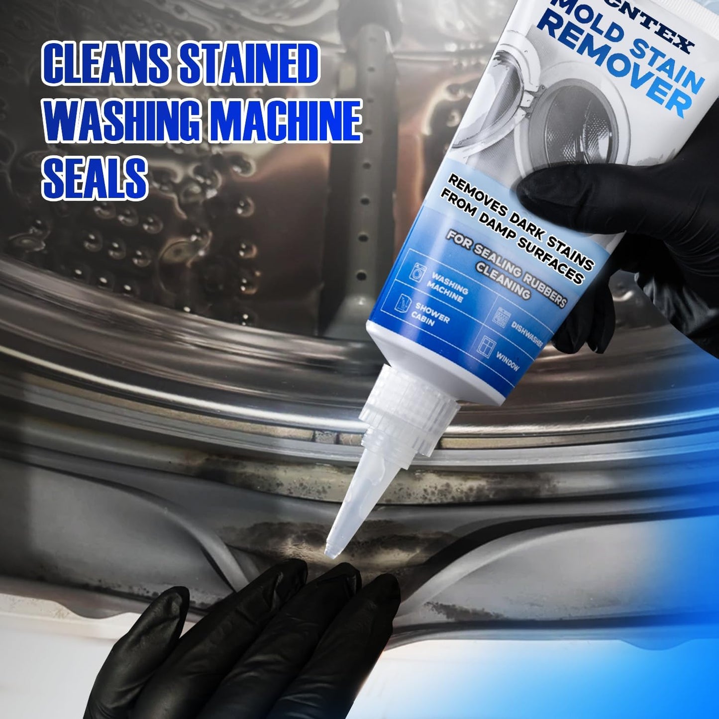 VONTEX Mold Stain Remover Gel - Grout Cleaner for Shower, Bathroom Tile, Silicone, Caulk and Washing Machine Rubber Seals - Bathroom Surface Cleaner, 6 oz