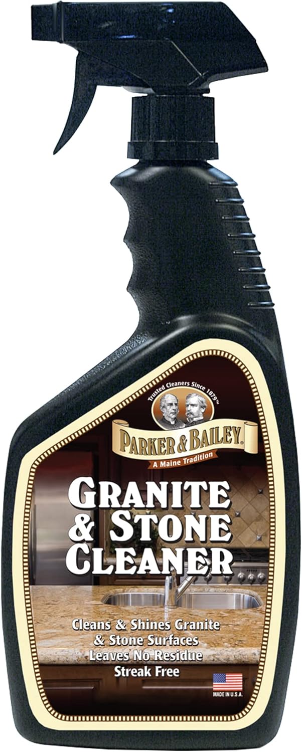 Parker & Bailey Granite & Stone Cleaner - Countertop Kitchen Island Cleaning Spray Marble Tile Slate Quartz Daily Bathroom Counter -White, 24 Oz