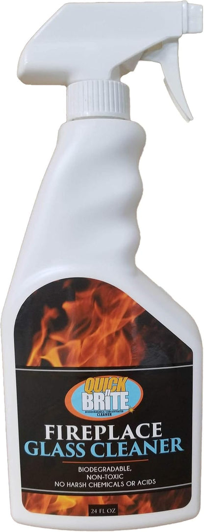 Quick N Brite Fireplace Glass Cleaner Kit with Cloth and Sponge, Removes Soot, Smoke, Creosote, and more, 16 oz, 1-Pack