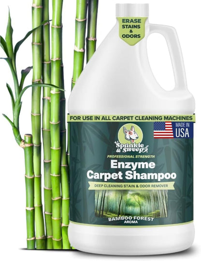 Sprinkle & Sweep: Enzyme Carpet Shampoo - 64oz, Deep Cleaning Pet Stain & Odor Remover, Dog & Cat Mess-Urine-Accident Solution, All Machine Compatible