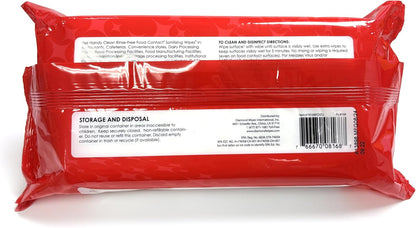 HandyClean Rinse-Free Food Contact Sanitizing Wipes Pouch, Multi Surface Cleaning Supplies for Kitchen and Professional Setting - 1 pack, 71 count