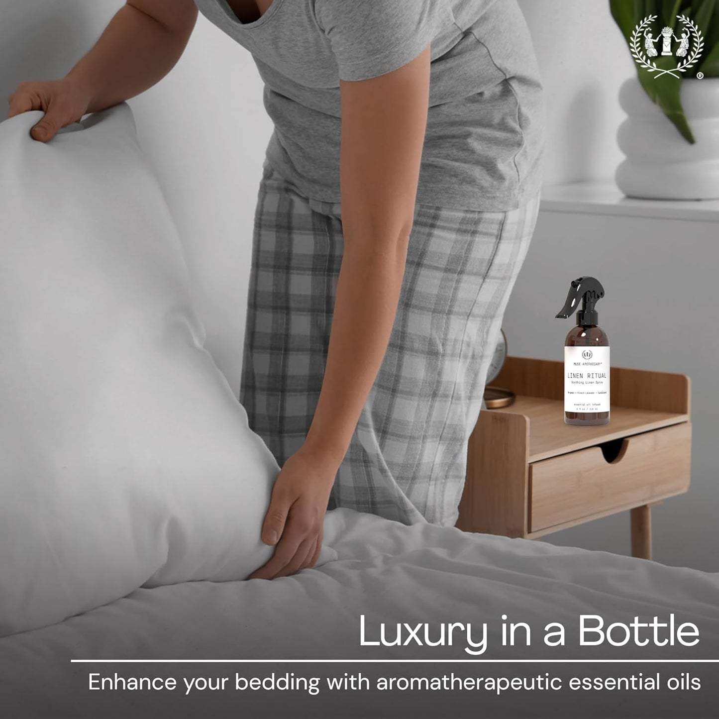 Muse Apothecary Linen Ritual - Aromatic, Soothing, and Relaxing Linen Spray for Bedding, Laundry and Fabric Spray Freshener - Infused with Aromatherapy Essential Oils - Lavender Serenity
