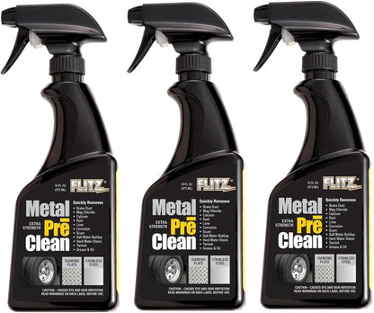 FLITZ Metal Pre-Clean - 16oz of USA-Made Stainless Steel Cleaner Spray - Works on Aluminum, Brass, Copper, & More - Tarnish, Rust Remover for Metals - Non-Abrasive Aluminum Deoxidizer (1 Pack)