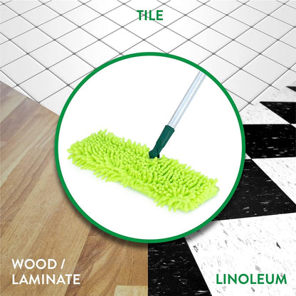 Pine-Sol Microfiber Mop Self Wringing – Easy Squeeze Twist Design for Wet Mopping | Household Cleaning Tool for Tile, Linoleum, Laminate Floors | Extendable Metal Handle