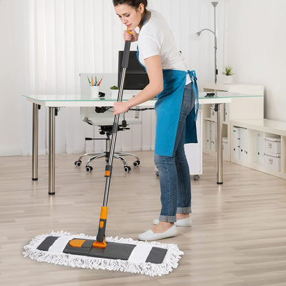42" Commercial Dust Mop for Floor Cleaning, MASTERTOP Large Flat Mop with Long Handle, Sweeping Broom with 2 Different Mops Pads, Industrial Mop for Hardwood, Tile, Gym, Office, Mall, Warehouse