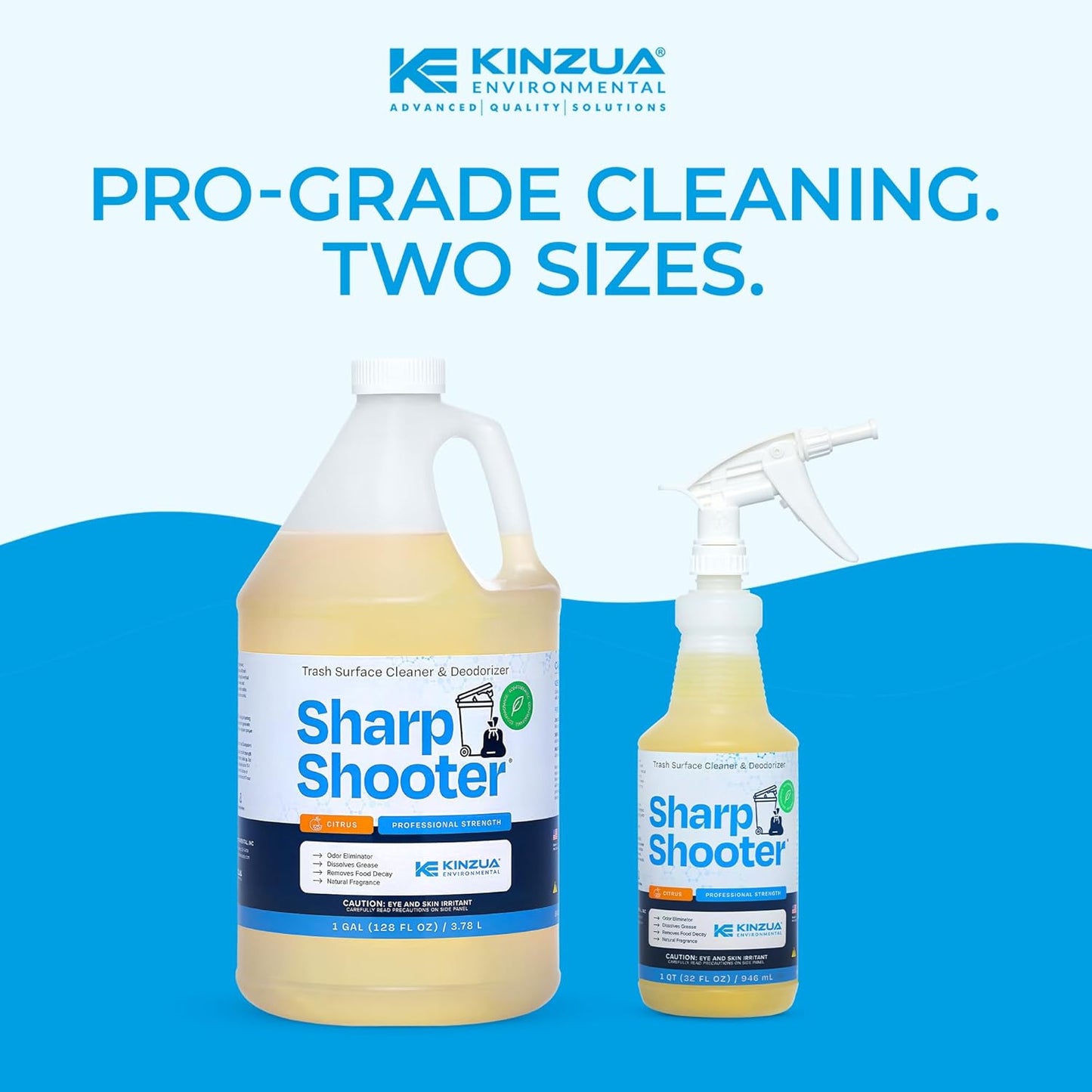 Sharpshooter, Heavy-Duty Trash Can Odor Eliminator & Degreaser, Garbage Surface Cleaner and Deodorizer Foam, Professional-Grade, Fresh Citrus Scent, 32 oz