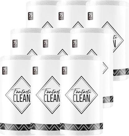 Fantasticlean Microfiber Cleaning Cloth Roll -75 Pack, Tear Away Microfiber Towels, 12" x 12", Reusable, Washable, Scratch Free, Ultra Absorbent Dishcloth for All-Around Cleaning Supplies (White)