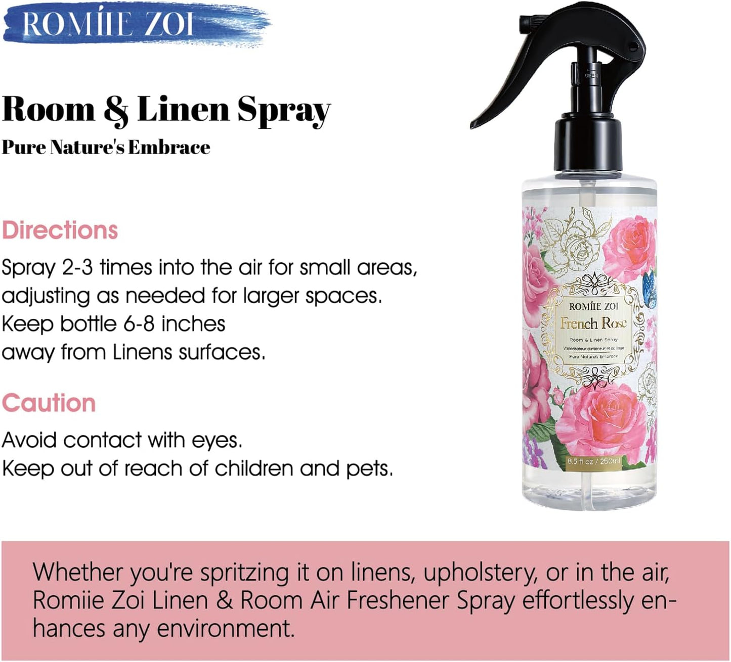 ROMIIE ZOI Room Spray Lemon, Air Freshener Spray Made with Natural Plant Extract, Scented Room Spray for Home Fragrance Fabric Spray Freshener 8.5 FL OZ