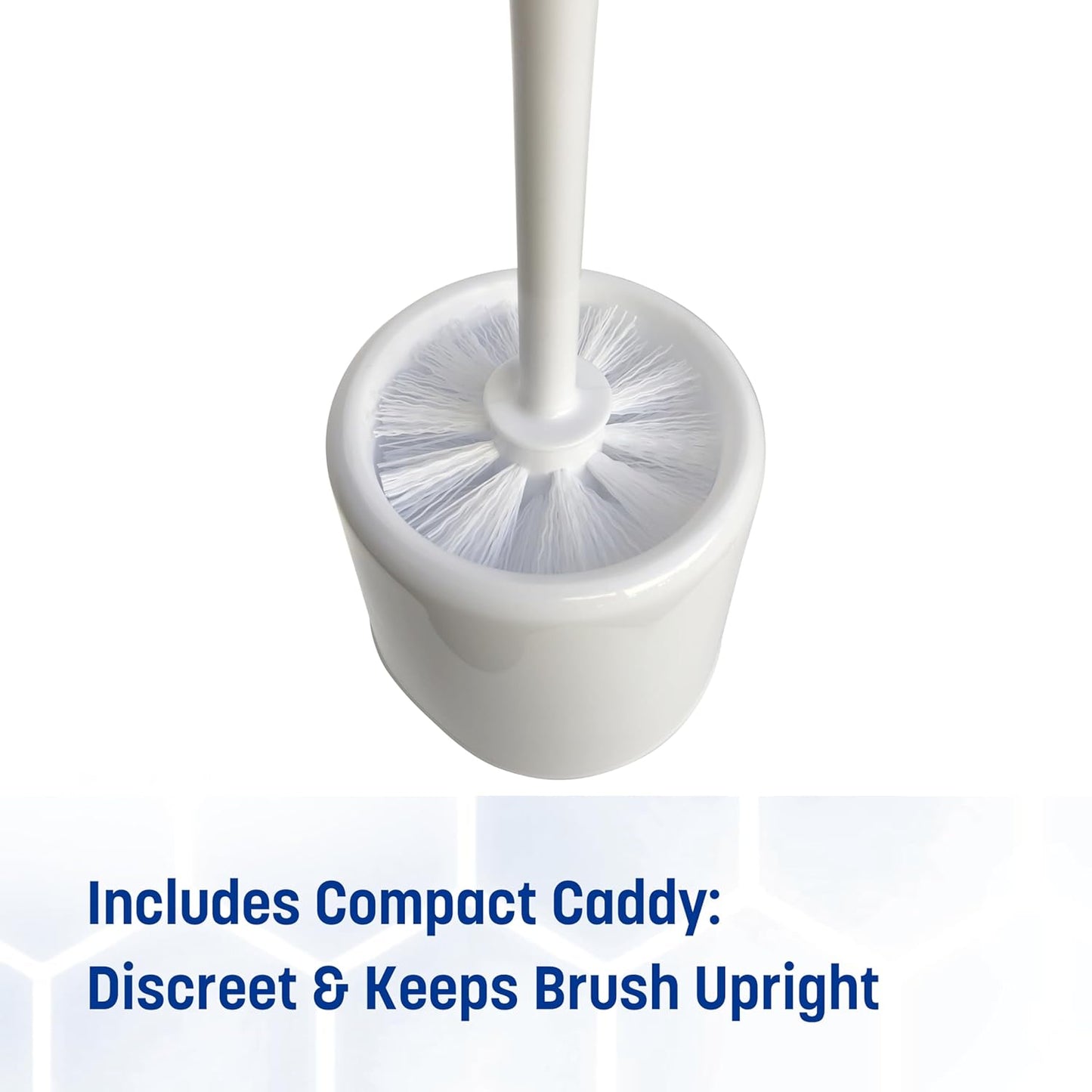 SPARTA 16-Inch Durable Toilet Brush with Storage Holder, Bowl Brush with Caddy with Sturdy Polypropylene Bristles for Effective Cleaning, White Plastic Handle for Secure Grip, White