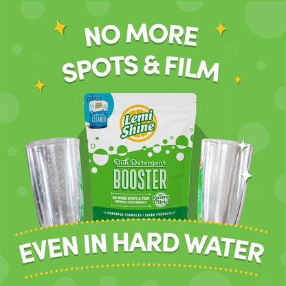 Lemi Shine Natural Dish Detergent Booster - Hard Water Stain Remover - Multi-Use Citric Acid Cleaner - 24 oz (2 Pack)