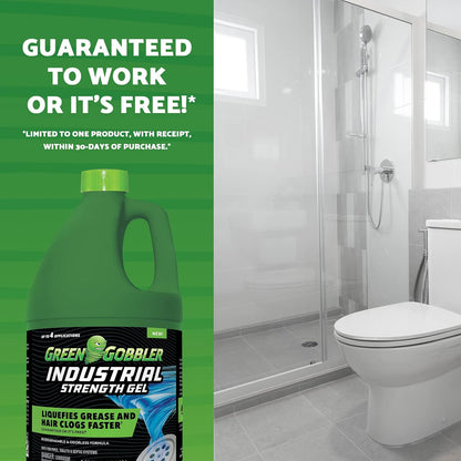 Green Gobbler Industrial Strength Grease and Hair Drain Clog Remover | Drain Cleaner Gel | Safe for Pipes, Toilets, Sinks, Tubs, Drains & Septic Systems | 64 fl. oz.