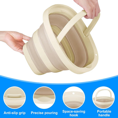 Collapsible Mop Bucket and Ice Bucket-5L(1.3 Gallon) Household Cleaning Silicone Dust Mops Bucket, Portable Bathroom Cleaning Supplies Square Bucket for Cleaning