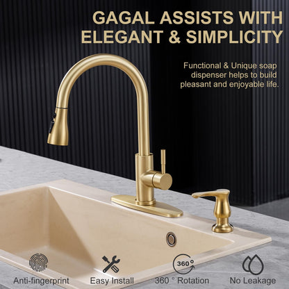 GAGALIFE Kitchen Sink Soap Dispenser Brushed Nickel, Under Sink Soap Dispenser with 40" Silicone Extension Tube Kit,Say Goodbye to Frequent Refills