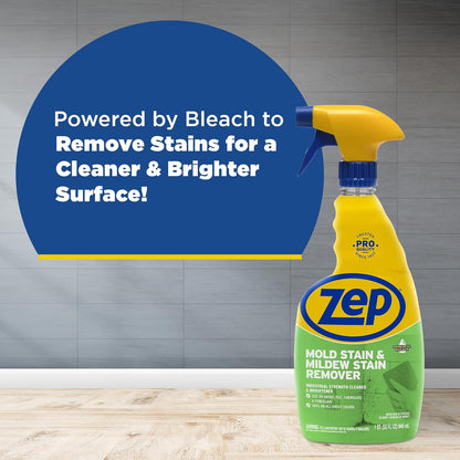 Zep Mold Stain and Mildew Stain Remover 1 Gallon (Case of 2) ZUMILDEW128 - Professional Strength No Scrub Formula