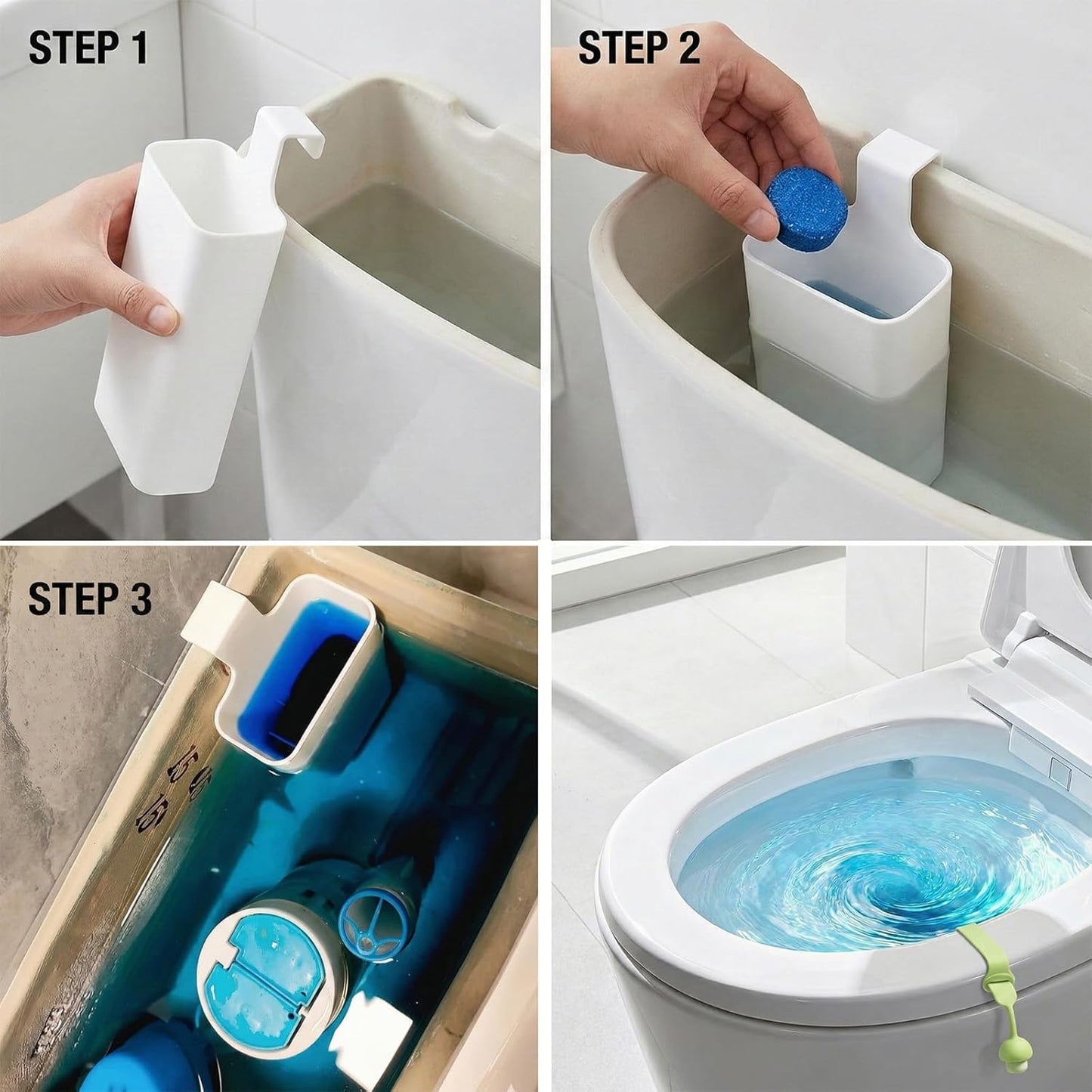 Toilet Tank Cleaning Tablet Holder (1 Pack), Hanging Rack Prevents Residue & Clogging, Slow-Release Design Extends Cleaner Tablet Life, Fits Most Standard Tanks