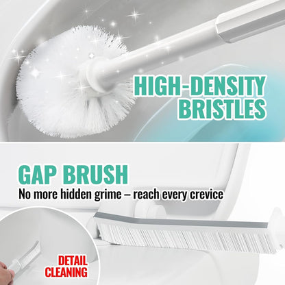 2 Pack 4 in 1 Toilet Brush and Plunger Set with Crevice Cleaning Brush, Toilet Plunger and Brush Set with Extra Long Handle, Plungers for Bathroom Accessories, Toilet Plunger with Holder, Black, Pack