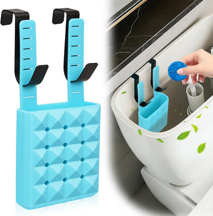 Adjustable Toilet Tank Cleaning Tablet Holder-Hanging Silicone Basket Carrier with Rustproof Hooks for Bowl Cleaner & Bleach Tablet Organizer, Accessory Fit Up to 7" Water Level