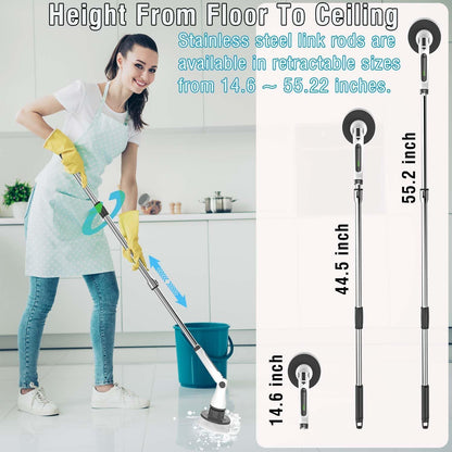 MGLSDeet Electric Spin Scrubber Scrub Brush, Rechargeable Cleaning Brush with 8 in 1 Replaceable Brush Heads, Cordless Power Spin Scrubber 90Mins for Bathroom Shower Bathtub Glass Car