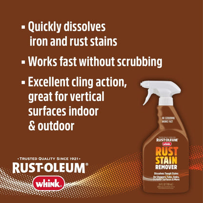 Rust-Oleum Whink Rust Stain Remover | Heavy-Duty Iron Stain Remover for White Toilets & Sinks, Colorfast Fabric & Carpets | 32 oz