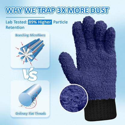 MIG4U Microfiber Dusting Gloves House Cleaning Glove for Blinds, Windows, Shutters, Furniture, and Car, Reusable Lint-Free Pink 1 Pair S/M