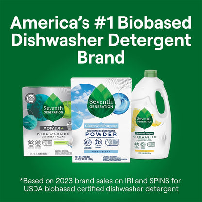Seventh Generation Dishwasher Detergent Powder + Rinse Aid, Free and Clear, Biodegradable, Plant-Based & Fragrance-Free, Septic Safe