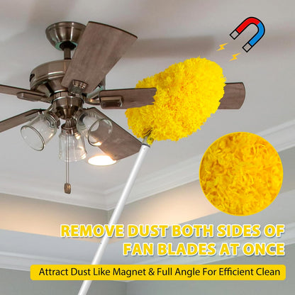 Ceiling Fan Cleaner Duster High Ceiling Extended Fan Blade Cleaner from 13 to 50 Inch Reusable Microfiber Ceiling Fan Duster with Extension Handle for Furniture Bookshelves Wall Door (Gray)