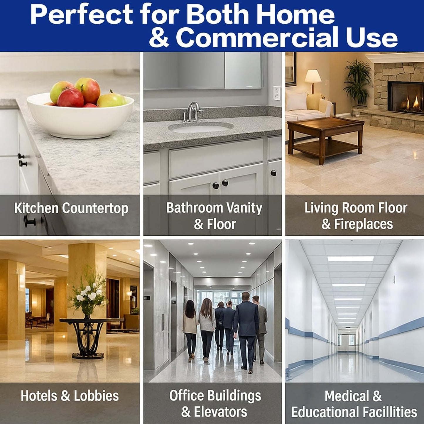 Professional Marble Polishing Powder 2.2LB – Stone Surface Cleaner, Scratch Reducer & Shine Restorer – for Marble, Granite & Quartz Countertops, Floors & Bathrooms