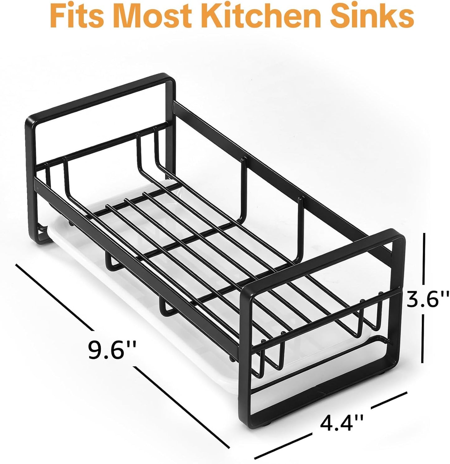 HULISEN Large Sponge Holder, 304 Stainless Steel Kitchen Soap Dispenser Caddy Organizer, Countertop Soap Dish Rack Drainer with Removable Drain Tray, not Including Dispenser and Brush, Silver