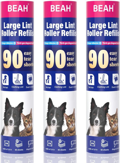 Large Lint Roller for Pet Hair Extra Sticky,10 Years Lifespan,9.45''/6.3" Pet Hair Removal Tool Roller for Dog Cat Hair,450 Sheets/5 Refills,Detachable Telescoping Extension Large Lint Roller